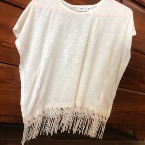 White shirt with lace and tassels